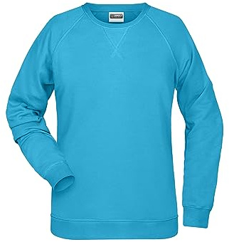 James & Nicholson Damen Raglan Sweatshirt - Sweatshirt aus Bio-Baumwolle mit leicht tailliertem Schnitt | Farbe: Turquoise | Grösse: S