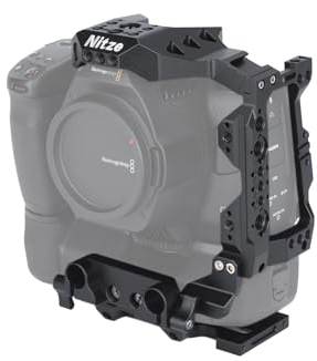 Nitze BMPCC 6K Pro Camera Cage Kompatibel mit BMPCC 6K Pro Kamera, BMPCC 6K Pro Kamera Käfig mit Integriertem Cold Shoe, NATO-Schiene, Original Griff – T-B03A