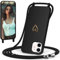 CaseLover Handyband kompatibel mit iPhone 11 Hülle mit Band, Herz Muster Silikon Necklace Handyhülle mit Abnehmbar Kordel zum Umhängen Stossfest Bumper Handy Schutzhülle für iPhone 11 6.1, Schwarz