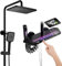 Columna Ducha Termostatica LED Pantalla Digital Grifo De Ducha Con Tecla De Piano Sistema De Ducha Con Rociador Ducha, Ducha De Mano, Ducha Bidé, Grifo De Bañera, Montada En La Pared (Black)
