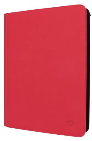 GrinOwl 16 Pocket Card Binder, Fits 1216 Trading Cards 1000+ Pockets Ringless Trading Card Album Folder for TCG (Red)