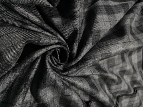 Leichter Tweed-Stoff, kariert, 137,2 cm breit, Schwarz und Grau, 15824
