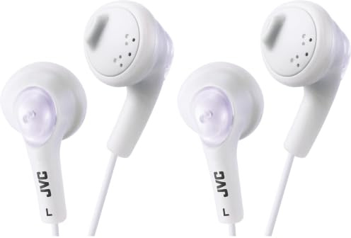 JVC Gumy HA-F160 - Auriculares In Ear con Cable de 1 metro para Android, iPhone, Ordenadores, Portátiles, Consolas y más (Imán de Neodimio, Jack de 3,5 mm, 15 Hz - 20 KHz), Color Blanco (Paquete de 2)