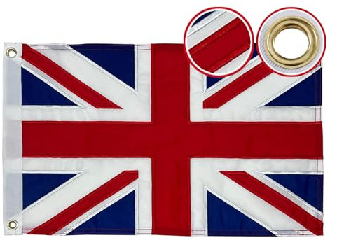 Flagolden Bestickte britische Flagge, 30,5 x 45,7 cm, kleine britische Union Jack-Flaggen für Boot, Auto, UTV, lebendige Farben, Outdoor-Flagge von England mit 2 Messingösen