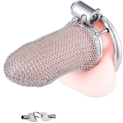 Männliche Keuschheit Käfig, männliche Schwanz Käfig Keuschheit Gerät Flexible Metall Mesh Penis Käfig mit 45mm Ring Erwachsener Sex Spielzeug für Männer Bondage Ausrüstung & Zubehör