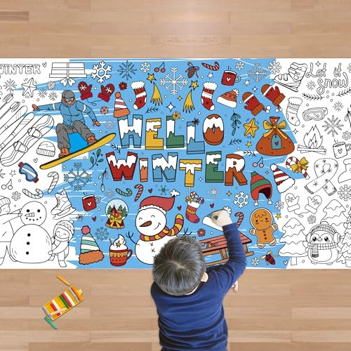 OHOME Riesiges Winterposter zum Ausmalen, Winterdekorationen, 76,2 x 183,9 cm, Jumbo-Banner zum Ausmalen, für Kinder, Basteln, Geschenke, Aktivitäten, Dekoration, Party-Dekorationen