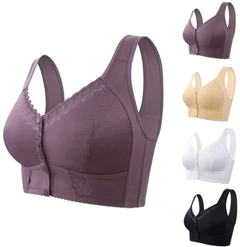 Comfortable Full Coverage Sculpting Uplift Bras 36B Bras for Women Full Cup Bra with Side Support Vest Bra Bras with Wide Straps Cross Your Heart Bra, Black, 50