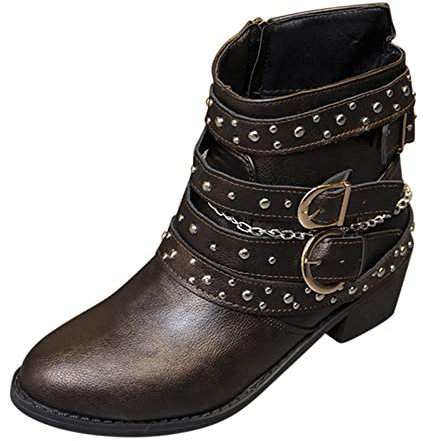 Stiefel Women Schuh Stiefel Damen Leicht und Winter Frauen Stiefel Frauen Stiefel Große Größe Casual Fashion Square Heel Frauen Stiefel Stiefel Herren 42 Line Dance Schuhe Damen Stiefel (Brown, 38)