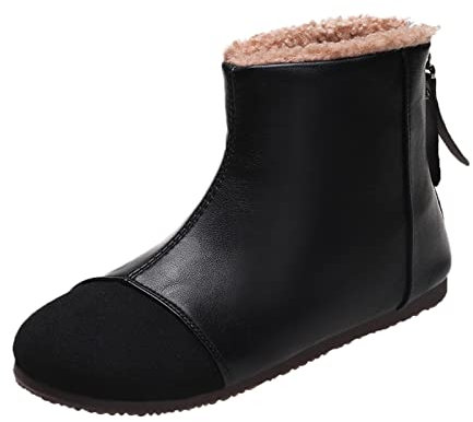 Generico Calze per Stivali Gomma Stivali da A Coscia Scarpe da Donna Stivali Posteriori in Pile alla Caviglia Cuciture Piatte Cerniera Plus Stivali da Donna alla Stivali di Gomma con (Black, 40)