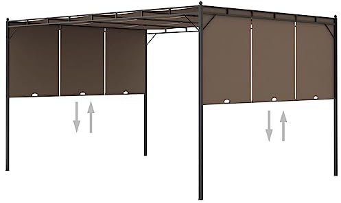 Home & Garden-Garden Pavillon mit Seitenvorhang 4x3x2,25m Taupe - Möbel Wahl