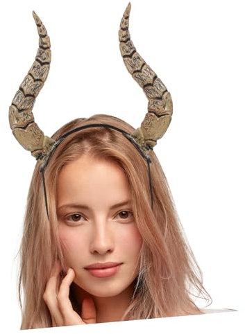 Holibanna Horn Headband for Cosplay Antelope Horn Headband Horns Headband Halloween Ram Horns Halloween Golden Leaf Headband Cow Horn Headband Grills for Teeth Fake Animal Horns Dark Brown