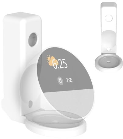 Hengrongshen Soporte de pared con enchufe compatible con Echo Spot Socket, accesorio plegable para Echo Spot Stand con gestión de cables integrada, solución de ahorro de espacio (blanco)