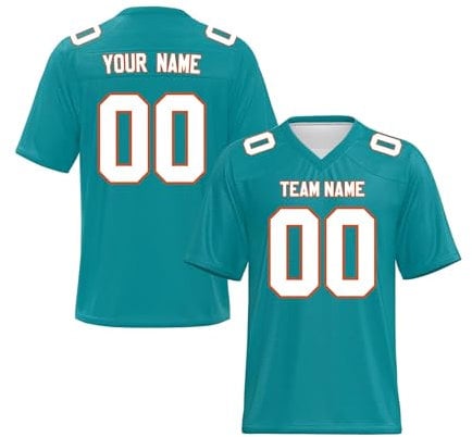 Yunshenla Personalisiert American Football Kostüm Oversize Rugby Trikot Herren Damen Kinder Jugend Custom Jersey Personalized Name Und Number Kindertrikots, Personalisierbar Oder Blanko(#02)
