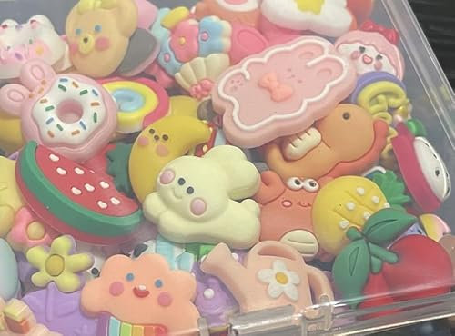 100Pcs Slime Charms | Cute Cartoon Bulk Flatback Harz Charms für DIY Handwerk Machen Schmuck, Ornament, Scrapbooking, Perlen | Telefon Charm Making Kit | DIY Slime Zubehör - Random Non-Repeating Style