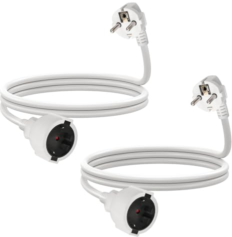 GREATIDE Verlängerungskabel 3m IP44 Kabel Kabelverlängerungen mit Schutzkontakt Stecker Schuko Verlängerung 16A/250V, Weiß, H05VV-F 3G1,5 mm²