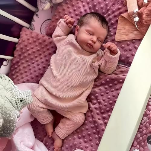 Scnbom 20zoll 50cm Reborn Babys mädchen vollsilikon Puppen lebensechte babypuppen Schlaf wie echtes Toddler Junge Augen schließen
