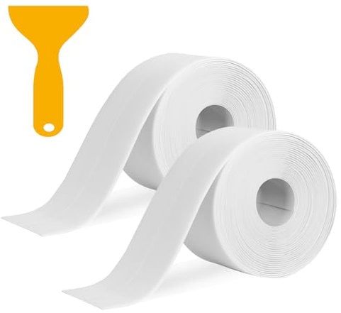 Simple Waterproof Seal Tape for Bathroom Sealant Strip Self Adhesive for Kitchen Sinks, Bathtub, Worktop Edging - White, 3.8cm x 3.2m, 2 Rolls