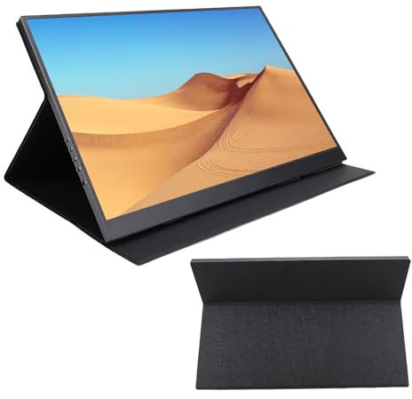 Monitor Portatile, Monitor Gioco sRGB 4K 120Hz 16Pollici, Display Esterno Viaggio HDMI USB C con 2 Altoparlanti, Custodia Protettiva, Estensore dello Schermo per Laptop,