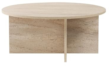Stilvoller Couchtisch, Travertine-Farbe, 90 x 40 x 90 cm | 100% melaminbeschichtete Spanplatte, 18 mm dick | perfekt für Moderne Wohnzimmer & Räume