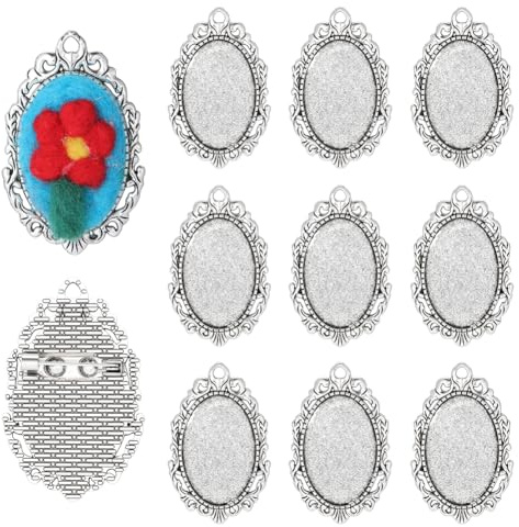 PH PandaHall 10 sets Broches Cabochons Plateau Ovale Vierge avec Cabochons en Verre Broche Style Vintage avec Support pour Photos Base pour la Création de Bijoux de Mariage Noël