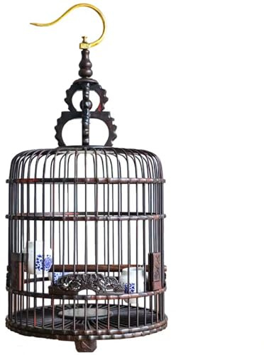 Vogelkäfig Vogelkäfig aus Holz, rund, mit Haken, tragbar for Ausgehen, Geschnitzte Vogelkäfigtaschen, Unzertrennliche und Zaunkönige Vogelkäfige(XL)