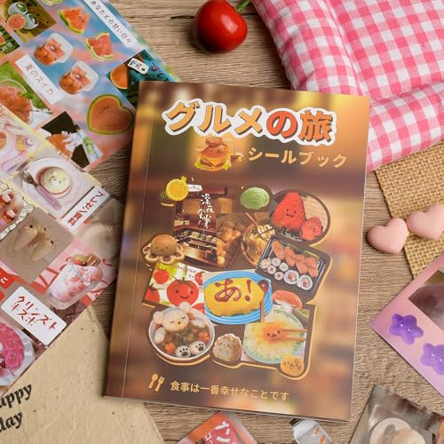 Snylcce Kawaii Japanisches Essen Stickerbuch, 20 Blätter Süße Sushi, Ramen, Dessert-Abziehbilder für Journaling, DIY-Planer, Scrapbooking, Thematische Bastelzubehör