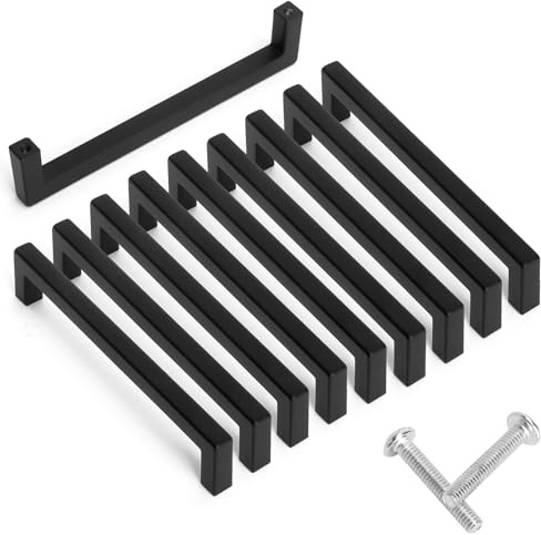 XRVRILE tiradores muebles negros 128 mm tiradores cocina tiradores cajones - tiradores negro mate modernos resistentes estables para armario puertas muebles cocina, set 10 piezas