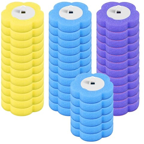 Omnikryp 42 Piezas Escobillas de Baño Desechables, Repuestos Escobillas WC | Cabezales de Repuesto Desechables, Escobilla de Inodoro Desechable con Detergente, para Lavabo, Bañera, Lavabo, Mopa, Piscina