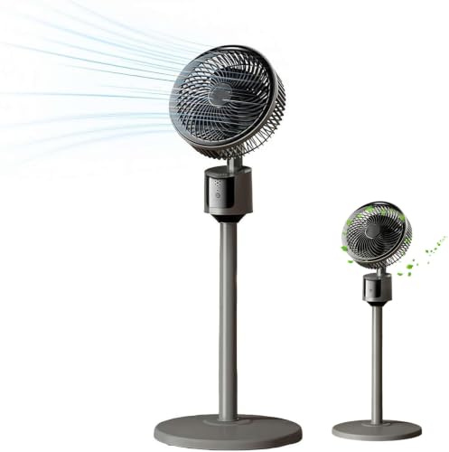 Standing Fan for Bedroom, Quiet Bedroom Pedestal Fan, Cooling Tall Standing Fan, Powerful Airflow Whole Room Air Circulator, Powerful 5-Meter Airflow, 3 Speeds, USB, Quick Assembly for Home、Grey