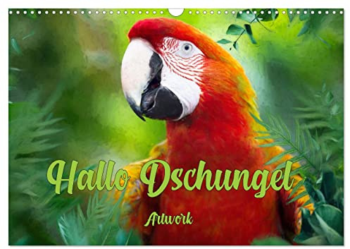 Hallo Dschungel - Artwork (Wandkalender 2026 DIN A3 quer), CALVENDO Monatskalender: Dschungeltiere Artwork (CALVENDO Tiere)