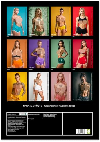 NACKTE BRÜSTE - Unzensierte Frauen mit Tattoo (Wandkalender 2026 DIN A2 hoch), CALVENDO Monatskalender