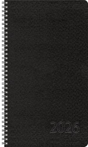 Taschenkalender Wochentimer Small Schwarz 2026: Terminplaner mit Wochenkalendarium. Ringbuch mit Hardcover. 1 Woche 2 Seiten. 8,7 x 15,3 cm