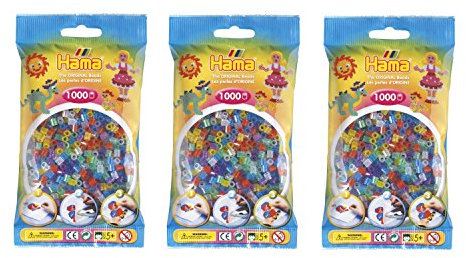 Hama 3000 Pcs Glitter Mix Midi Beads (3x1000pcs) - Craft Beads