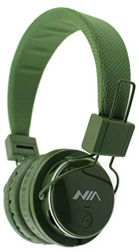 Ameego Foldable BT Headphones with Microphone, Micro SD/TF Card Player, FM Radio, 3.5mm AUX in with volume control APP control Stereo Headset for Mobile Phone,Tablet, PC, notebook, Gaming (Army Green)