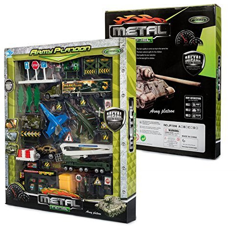 Big Daddy Die-Cast Metal Army Platoon Toy Truck Set Imaginary War Scene Set Up In Minutes With Over 43 Pieces Of Cool And Fun Accessories To Conquer Your Imagination