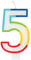 Vibrant Rainbow Border Number 5 Birthday Candle (7cm x 12cm) - Stunning Multi-Colored Party Decor - Uniquely Crafted for Celebratory Milestones - 1 Pc