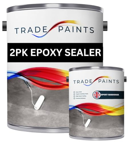 2 Pack Epoxy Concrete Clear Floor Sealer Primer Coat 2.5L – Transparent Epoxy Resin Primer for Garage Floors, Basements, Workshops, Industrial & Commercial Concrete Stone Brick Surfaces