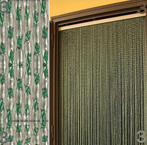 BricoShopping® Tenda MOSCHIERA Mod.R a fili in pvc regolabile Zanzariera per porta finestra esterna ingresso balcone camper ANTIMOSCHE anti insetti MOSCHE ombreggiante ((3) Verde, 100L x 220A cm)