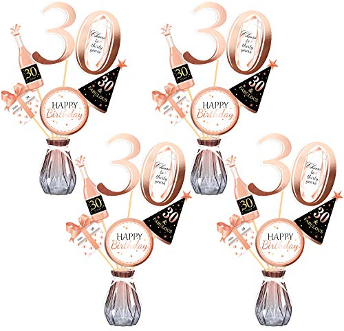 Qpout Bastoncini centrotavola 30 °Favoloso Compleanno Oro rosa- Toppers, Accessori per Decorazioni per Feste - Forniture da tavola per bomboniere