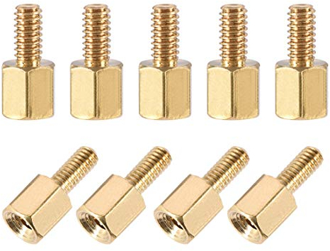 sourcing map 20 Stück Sechskant Muttern Abstandshalter M2,5x5mm+6mm männlich-weiblich Messing PCB Motherboard Spacer für Computer Platine