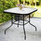 DIMAR GARDEN Table Basse carrée d'extérieur avec Trou pour parasol et Plateau en Verre, 81,3 cm, Noire