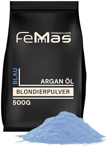 FemMas Blondierpulver Ultra Stark 1,5 KG I Blondierungspulver mit Plex-Technologie & Arganöl I ultra stark & staubfrei I gleichmäßige Blondierung I Hair Bleach für Aufhellungen bis zu 9 Nuancen