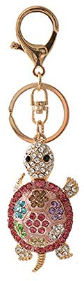 WANLIAN Porte-clés strass tortue, pendentif de porte-clés de charme d'alliage de cristal étincelant,Les membres et la queue peuvent se balancer (Multicolore)