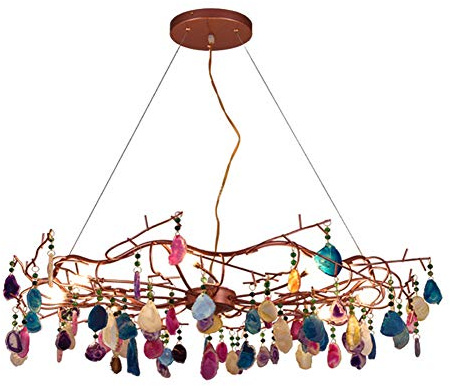 Wohnzimmer Schlafzimmer Esszimmer-lampen,Hängendes Licht,Nordischer Achat Kronleuchter Beleuchtung,Einfache Designer Licht Luxus Achat Stück Zweig Dekoration Anhänger Beleuchtung-Bemaltes roségold 8 k