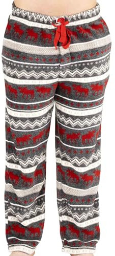 Lazy One - Pantaloni da pigiama in pile, da uomo, per pigiama nordico, Pantaloni pigiama Cabin Moose, L