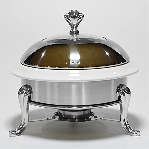 Catering Round Chafing Dish Food Pan Grondatore Buffet Catering Catering Pan Stufa Acqua Bagno d'acqua per Cucina Party Dining Weddings Party Eventi, Oro bianco,Ceramics,26cm