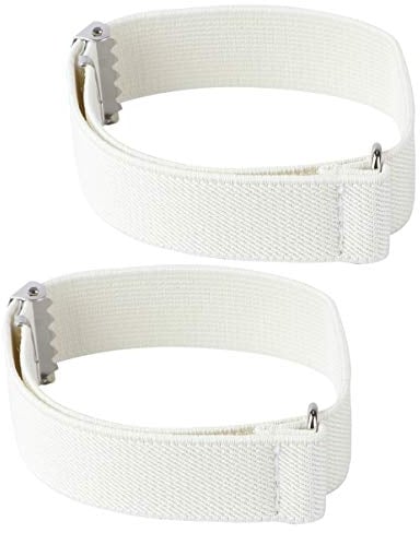 Adjustable White Sleeve Garters for Men and Women - Elastic Armbands to Hold up Long Sleeve Shirts and Jumpers