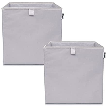 LIFENEY Aufbewahrungsbox 2er Set in Hellgrau I Einfarbige Spielzeugbox passend für Würfelregale I Ordnungsbox für das Kinderzimmer I Aufbewahrungskorb als Accessoire für dein Zuhause | 33x33x33 cm