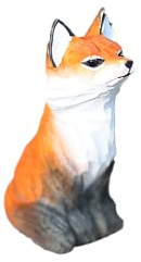 ND Fuchs im nordischen Stil, handgefertigt, Holzschnitzerei, Tiermodell, Skulptur, Fuchs-Ornamente für Haus, Garten, Dekoration (hockender roter Fuchs)
