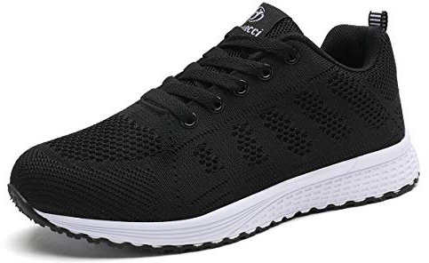Youecci Damen Fitness Laufschuhe Atmungsaktive laufende Turnschuhe Sportschuhe Schnüren Hallenschuhe Leichtathletikschuhe Running Sneaker Gym Schuhe Schwarz 42 EU